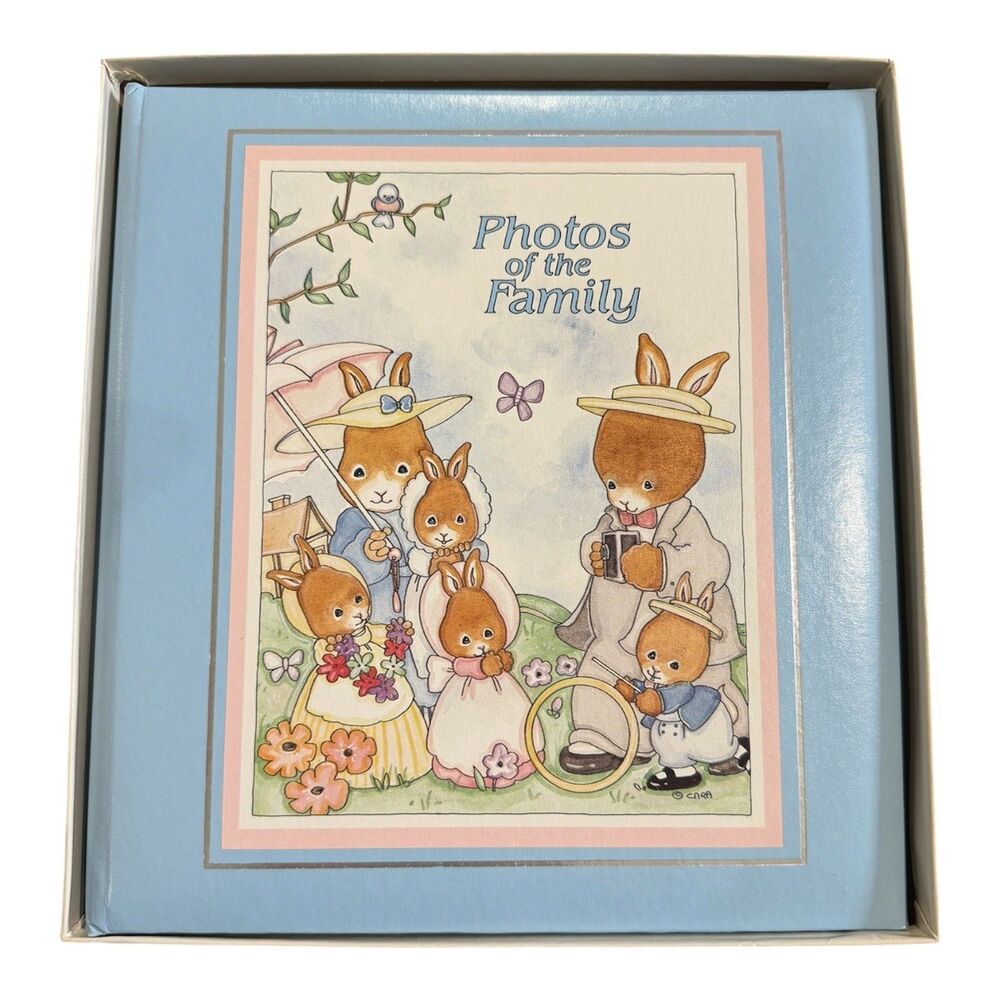 NEW Gibson Vintage Photos Of The Family Bunny Blue Hardcover Photo Album 18 Pfs